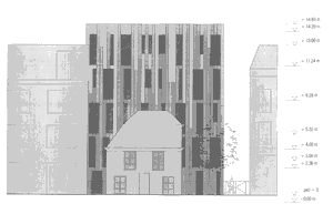 Ontwerp voorgevel nieuwbouw Rustenburgerstraat 6 (januari 2005). Klik voor een grotere versie.