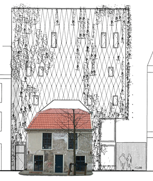 Geplande voorgevel nieuwbouw